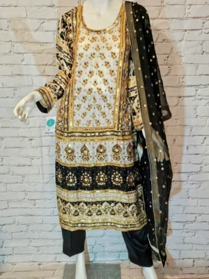 Silk Dress with Pants and Dupatta